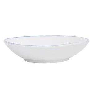 Sm Shallow White Dish With Asian Blue Fish Design