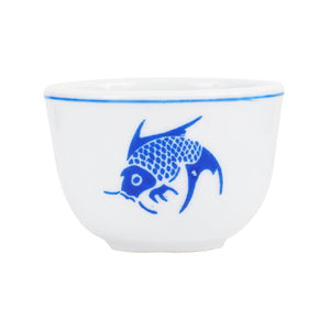 Sm White Bowl With Blue Fish Design