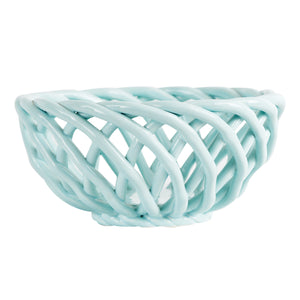 Md Ceramic Woven Light Blue Bread Basket