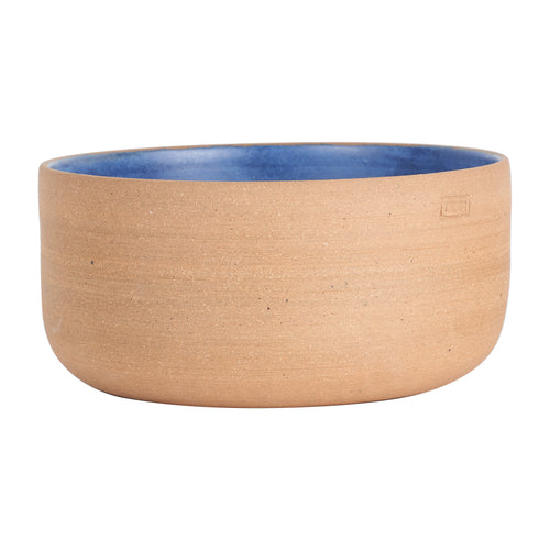 Lg Blue Bowl With Brown Exterior