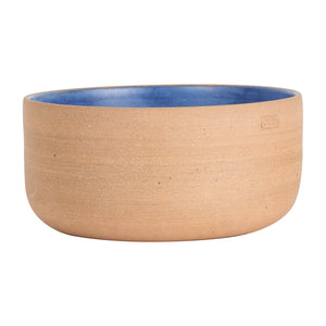 Lg Blue Bowl With Brown Exterior