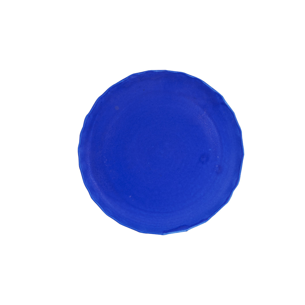 Lg Royal Matte Blue Plate With Wavy Edges
