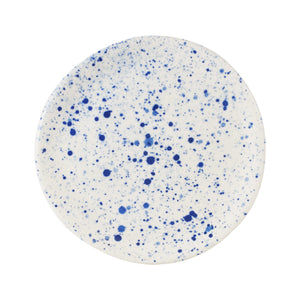 White Plate With Blue Paint Splatter