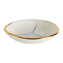 Sm White Dish With Gold Rim And Blue Flower Print