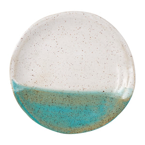 Md White/Teal Speckled Plate