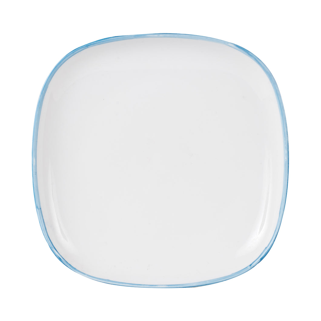 Md White Plate With Blue Rim