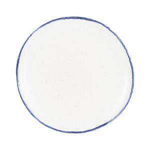 Lg White Plate With Dark Blue Speckles And Rim