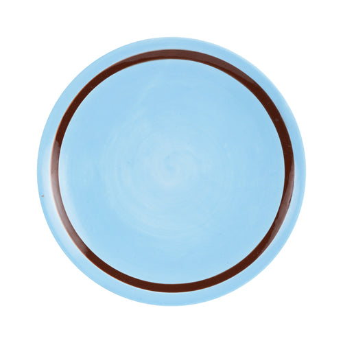 Md Light Blue Plate With Brown Ring