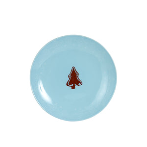 Md Light Blue Plate With Different Brown Christmas Designs