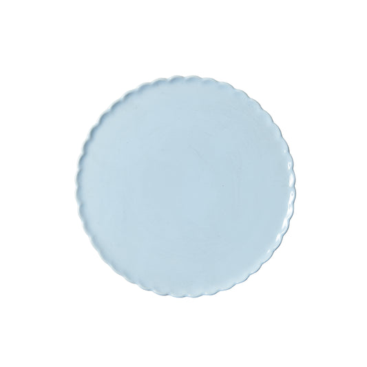 Lg Light Blue Plate With Wavy Edges