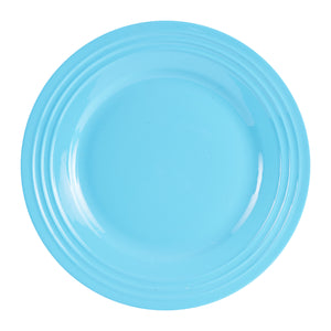 Lg Light Blue Plate With Textured Rim