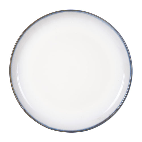 White Plate With Dark Rim And Grey/Blue Bottom