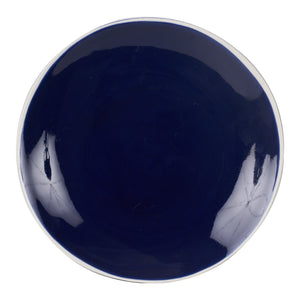 Lg Dark Blue Plate With White Rim