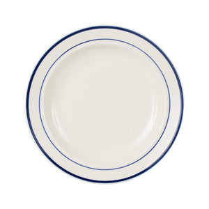 Md White Plate With Dark Blue Ring And Rim