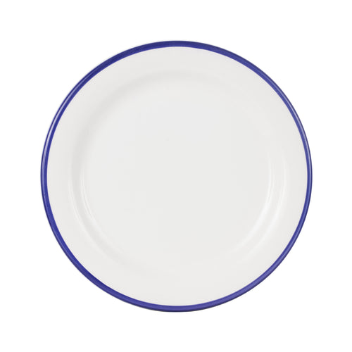 Md White Plate With Indigo Rim