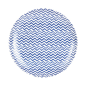 Md White Plate With Dark Blue Zig Zag Pattern