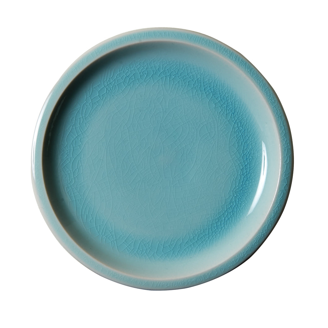 Md Light Blue And White Plate With Cracking Design