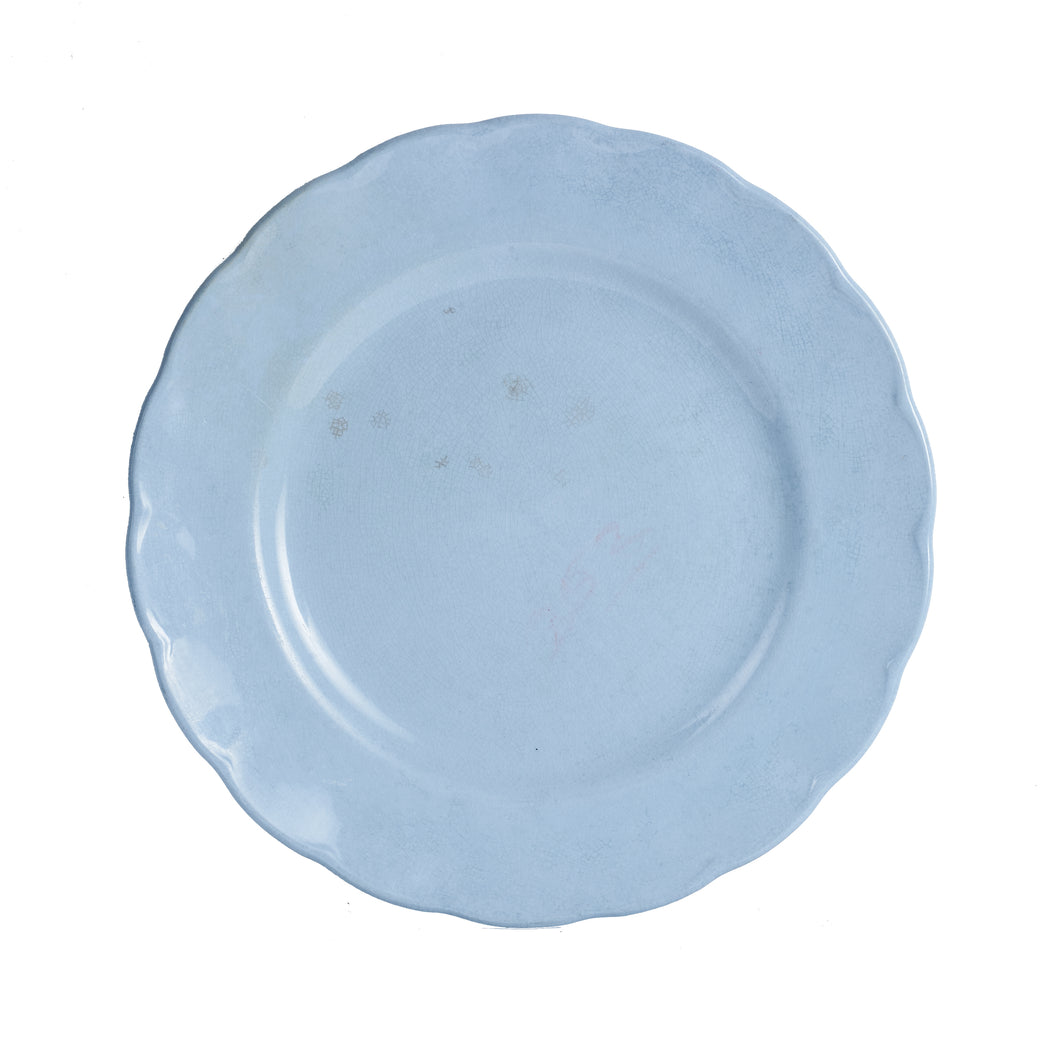 Lg Pale Blue Plate With Wavy Edges
