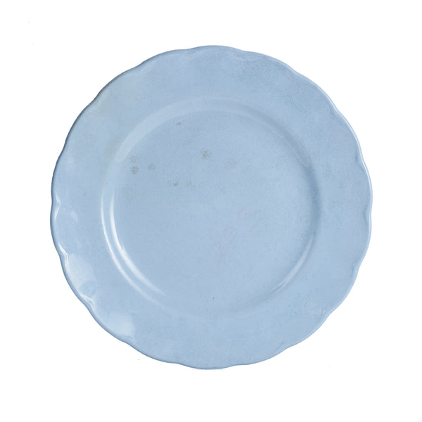 Lg Pale Blue Plate With Wavy Edges