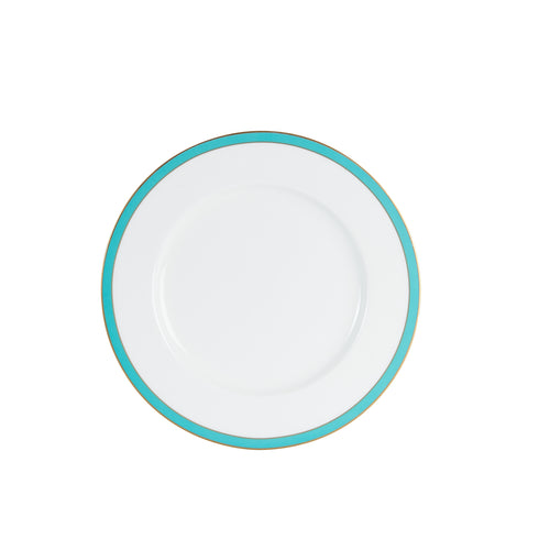 Lg White Plate With Blue/Green And Gold Rim