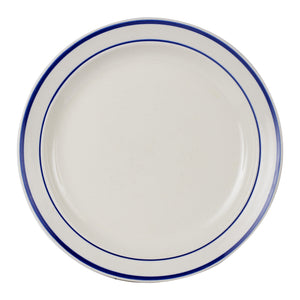 Lg White Plate With Dark Blue Rings