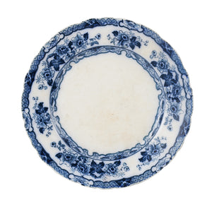 Lg Vintage Floral Patterned Blue Plate