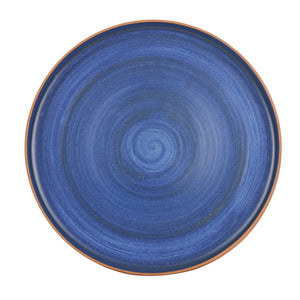 Lg Blue Plate With Brown Exterior