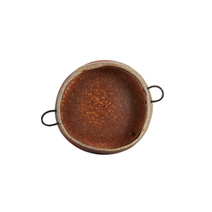 Sm Brown Bowl with Metal Handles