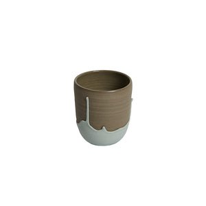 Grey Ceramic Cup w/ Slate Blue Drippings