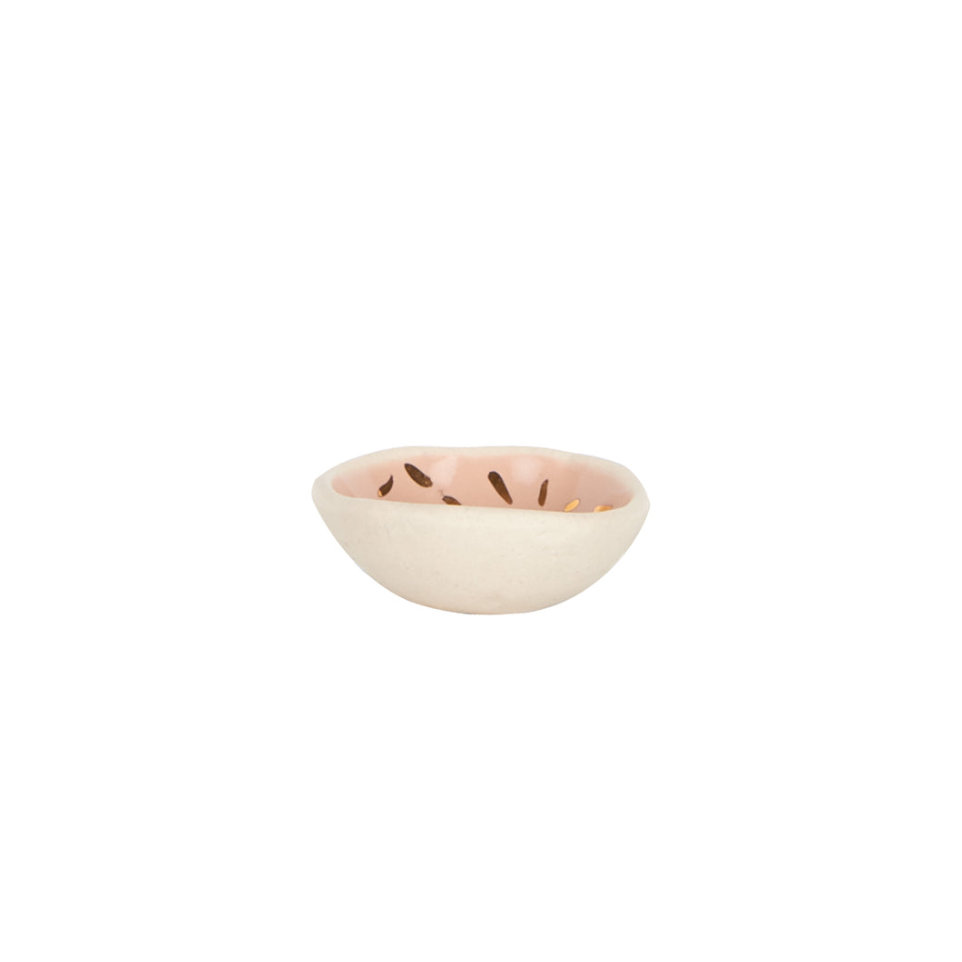 Sm Pink Blush Pinch Bowl With Gold Markings