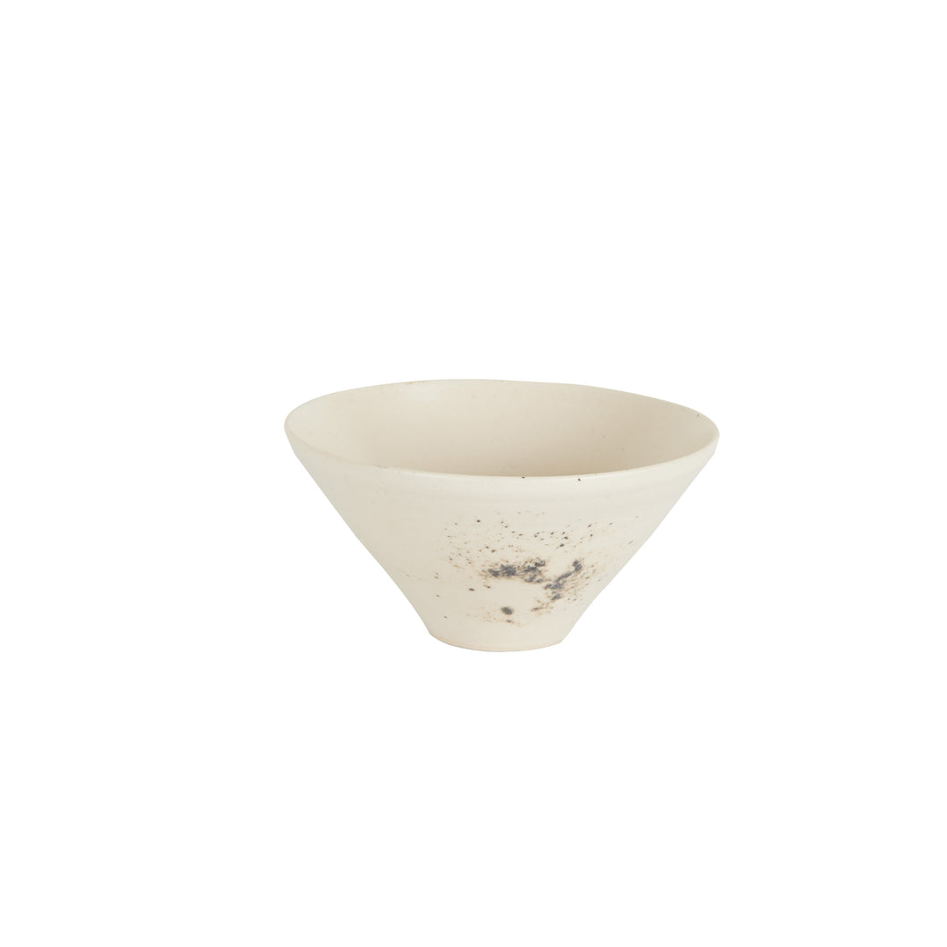 Sm Cream Bowl with Black Splatter Pattern