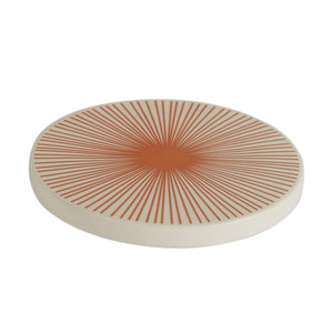 Cream Ceramic Trivet w/ Orange Design