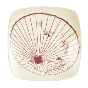 Sm Square Cream Plate With Shell Print