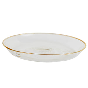 Sm Glass Shallow Bowl With Gold Rim