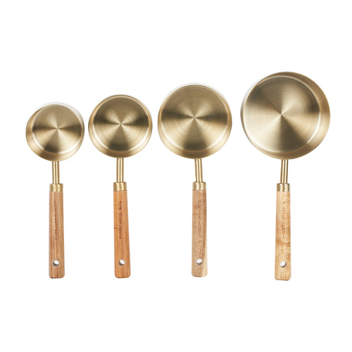Wood Handle Gold Measuring Cups