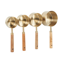 Wood Handle Gold Measuring Cups