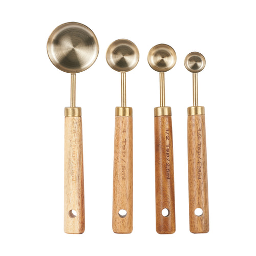 Wood Handle Gold Measuring Spoons