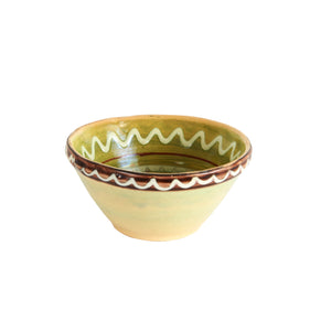 Sm Green Bowl With Multi-Patterned Inside