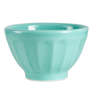 Sm Teal Bowl With Patterned Exterior