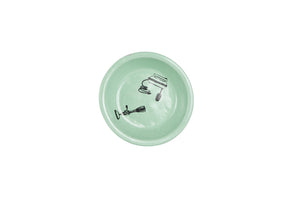 Sm Light Green Dish With Brown Bottom