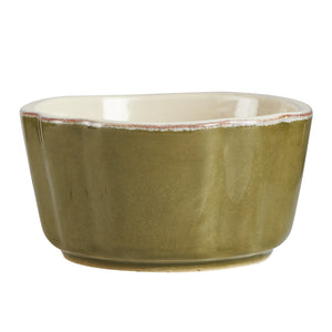 Sm Olive Green Bowl With Cream Interior