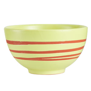 Sm Light Green Bowl With Brown Stripes