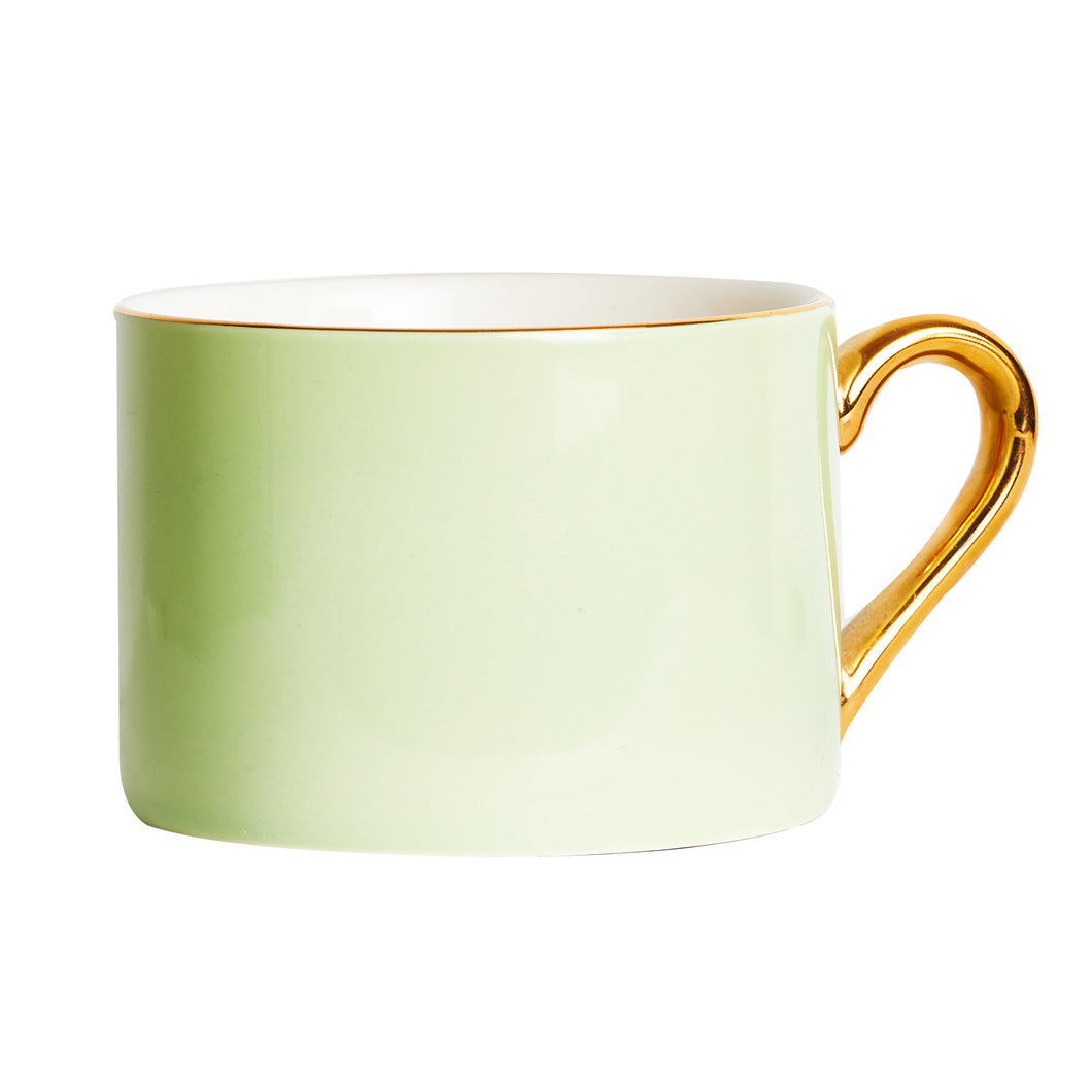 Light Green Mug With Gold Handle