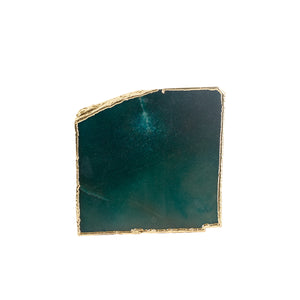 Seaweed Green Crystal Coaster w/ Gold Edging