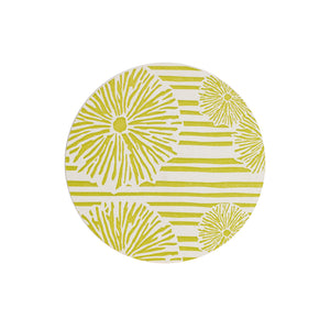 White & Green Paper Coaster w/ Floral Design