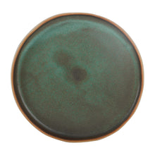 Lg Green Plate Lightly Burnt Orange Edges