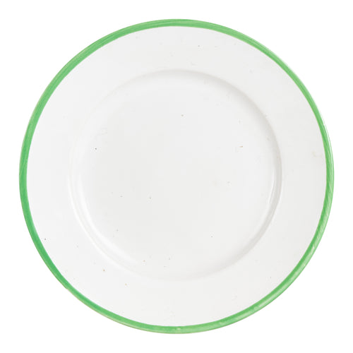 Sm White Plate With Green Rim