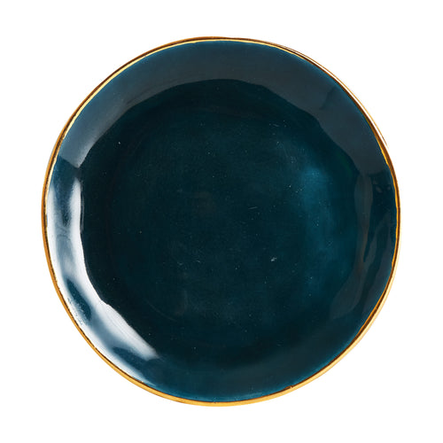 Md Dark Green Plate With Gold Rim