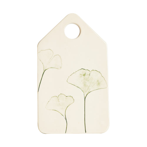 Md Cream Ceramic Cutting Board w/ Green Flower Design