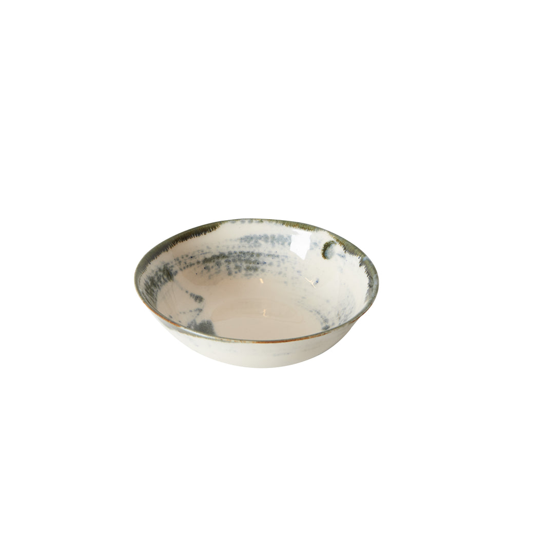 Md White Bowl With Green And Grey Pattern